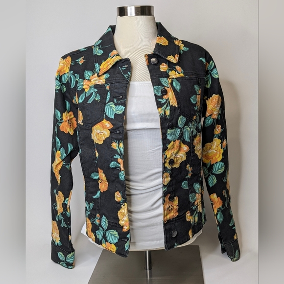 VENUS Floral Denim Jacket Size S - Picture 1 of 3